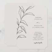 シンプルモーメントハンドドロー結婚ド軸チケット 招待状 (正面/裏面)