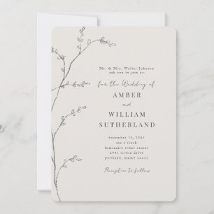 シンプルモーメントブライド両親ステムクリーム丸 招待状