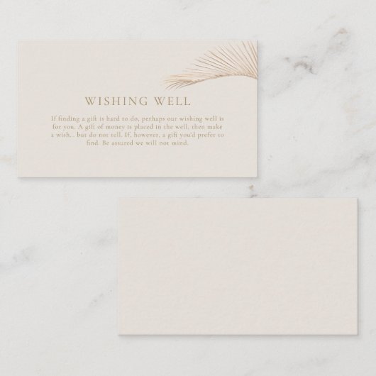 シンプルヤシの葉ウィッシングウェル囲いカード エンクロージャーカード (正面/裏面)