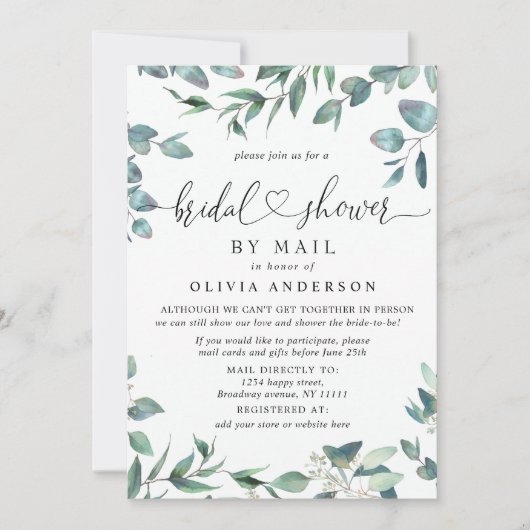 シンプルユエレガントーカリブライダルシャワーバイメール 招待状 (正面)