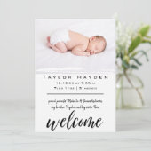 シンプルユニセックス歓迎の写真誕生のお知らせ 案内状 (スタンド正面)