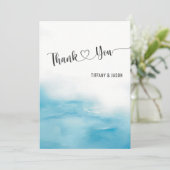 シンプルユニークエレガントミニマル式カスタムウェディング サンキューカード (スタンド正面)