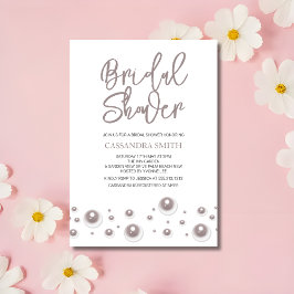 シンプルユニークホワイトパール ブライダルシャワー 招待状