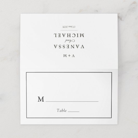 シンプルユニーク白黒結婚の プレイスカード (外部開封)