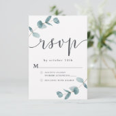 シンプルユーカリの結婚枠 出欠カード (スタンド正面)