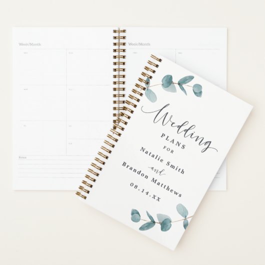シンプルユーカリの葉の枠と書結婚道 プランナー手帳 (ディスプレー)