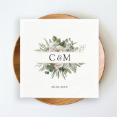 シンプルユーカリエレガントプトゥスホワイトローズ スタンダードカクテルナプキン