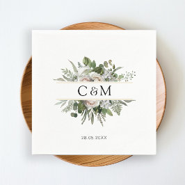 シンプルユーカリエレガントプトゥスホワイトローズ スタンダードカクテルナプキン