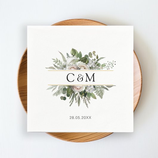 シンプルユーカリエレガントプトゥスホワイトローズ スタンダードカクテルナプキン