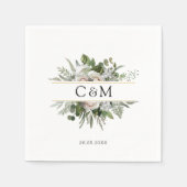 シンプルユーカリエレガントプトゥスホワイトローズ スタンダードカクテルナプキン (正面)