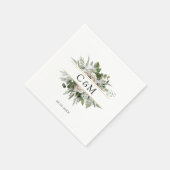 シンプルユーカリエレガントプトゥスホワイトローズ スタンダードカクテルナプキン (角)