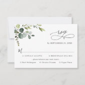 シンプルユーカリプスグリーンリーミールオプションRSVPカード 出欠カード (正面)