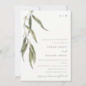 シンプルユーカリプタスボタニカルカップルのシャワー 招待状 (正面)