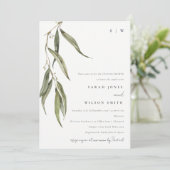 シンプルユーカリプタスボタニカルカップルのシャワー 招待状 (スタンド正面)