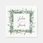 シンプルユーカリプトゥスグリーンリーウェディングパーティー スタンダードカクテルナプキン (正面)