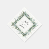 シンプルユーカリプトゥスグリーンリーウェディングパーティー スタンダードカクテルナプキン (角)