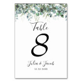 シンプルユーカリプトゥスグリーンリーウェディングパーティー テーブルナンバー (裏面)