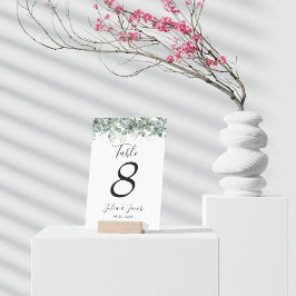 シンプルユーカリプトゥスグリーンリーウェディングパーティー テーブルナンバー