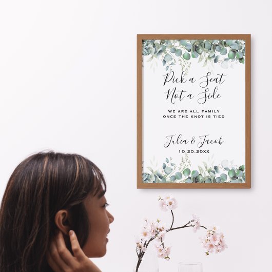 シンプルユーカリプトゥスグリーンリーウェディングパーティー ポスター