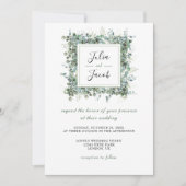 シンプルユーカリプトゥスグリーンリーウェディングパーティー 招待状 (正面)