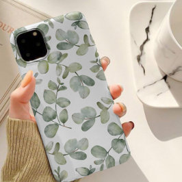 シンプルユーカリプトゥスセージグリーンウォーターカラーパターン iPhone 13ケース