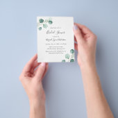 シンプルユーカリプトゥスバジェットブライダルシャワー招待 チラシ (手)