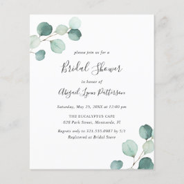 シンプルユーカリプトゥスバジェットブライダルシャワー招待 チラシ