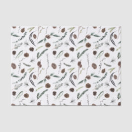 シンプルユーカリプトゥスパインコーンウォーターカラークリスマス 薄葉紙