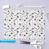 シンプルユーカリプトゥスパインコーンウォーターカラークリスマス 薄葉紙 (クラフト)