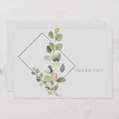シンプルユーカリプトゥス葉グレー葬儀ありがとう サンキューカード (正面/裏面)