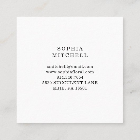 シンプルユーカリプトゥス |バラ金ゴールド幾何学的 スクエア名刺 (裏面)