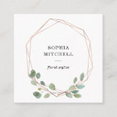 シンプルユーカリプトゥス |バラ金ゴールド幾何学的 スクエア名刺 (正面)