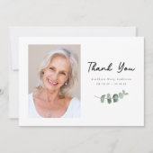 シンプルユーカリ写真葬儀悔やみや弔慰 サンキューカード (正面)