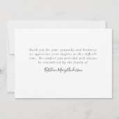 シンプルユーカリ写真葬儀悔やみや弔慰 サンキューカード (裏面)