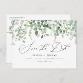 シンプルユーカリ書モダン道の日付を保存 案内ポストカード (正面/裏面)