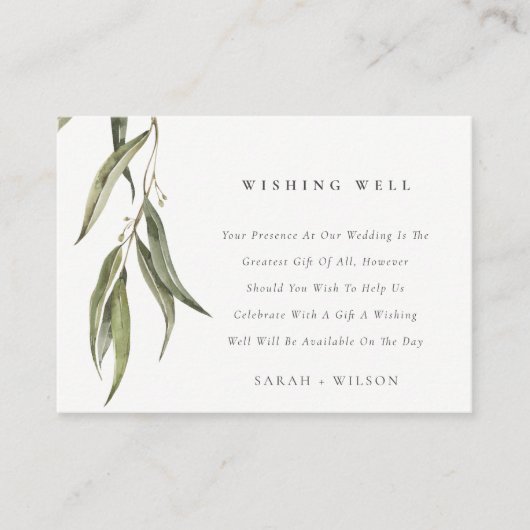 シンプルユーカリ植物学結婚の願い井戸 エンクロージャーカード (正面)