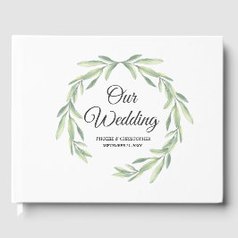 シンプルユーカリ水の色の緑結婚色 ゲストブック