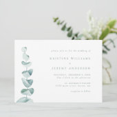 シンプルユーカリ水の色の緑結婚色 招待状 (スタンド正面)