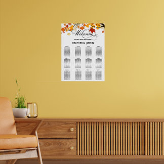 シンプルユーカリ結婚グリーンリーの座席表 ポスター