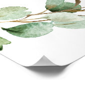 シンプルユーカリ結婚ーグリーの歓迎サイン ポスター (角)