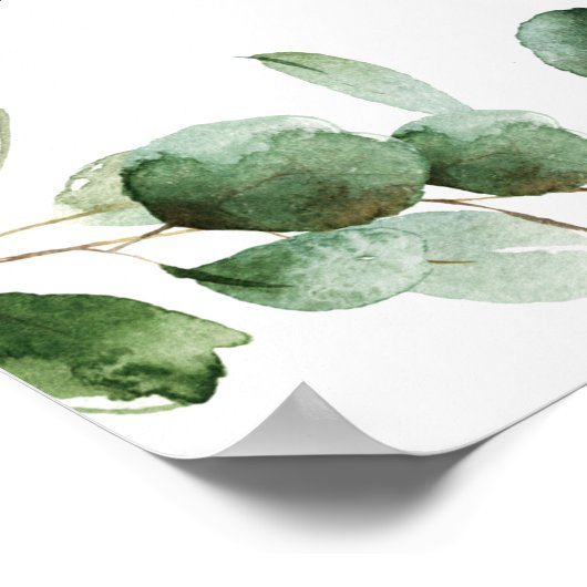 シンプルユーカリ結婚ーグリーの歓迎サイン ポスター (角)