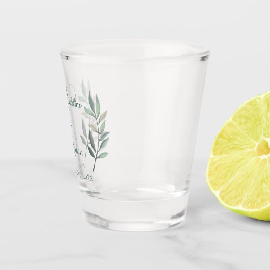 シンプルユーカリ結婚ー葉単版植物学 ショットグラス (右)