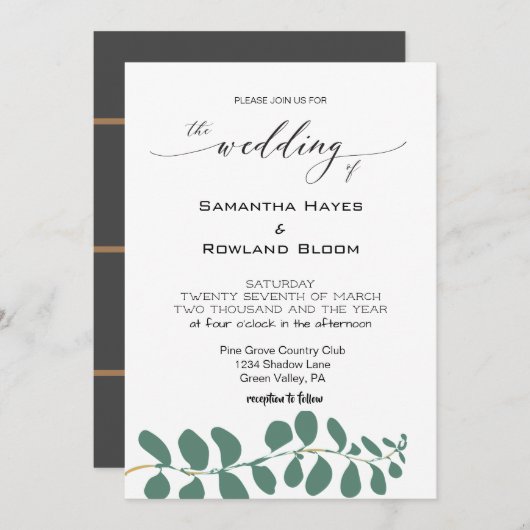 シンプルユーカリ結婚式招待状 招待状 (正面/裏面)