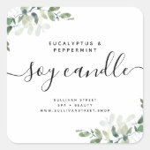 シンプルユーカリ緑化大豆キャンドルラベル スクエアシール (正面)