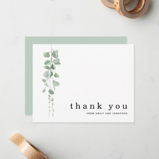 シンプルユーカリ聖人の名結婚前に感謝 ノートカード (正面/裏面インサイチュ)