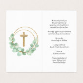 シンプルユーカリ葬儀記念祈りの言葉カード 名刺 (内部フラット)