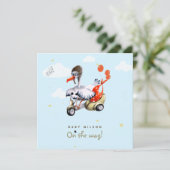 シンプルユーモアのある妊娠男女兼用 案内状 (スタンド正面)