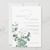 シンプルユ葉ーカリモノグラム結婚ズ 招待状 (正面)
