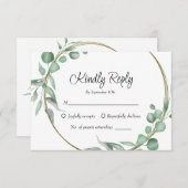 シンプルユ離れーカリグリネ結婚リー 出欠カード (正面/裏面)