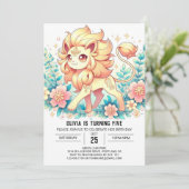 シンプルライオンデジタル誕生日 招待状 (スタンド正面)